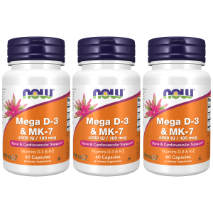 NOW Mega D3 4000IU & K2 MK-7 180mcg - 3x 60caps.Zysk od 60zł do 70zł