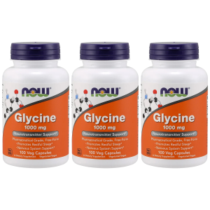 NOW Glycine 1000mg - 3x 100vcaps.Zysk od 40zł do 50zł