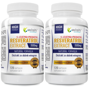 WISH Pharmaceutical Resveratrol Extract 500mg - 2x 120capsZysk od 20zł do 30zł
