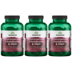 SWANSON Glucosamine Chondroitin & MSM 500/400/200 - 120tabs - 3x Glukozamina Chondroityna MSMZysk od 120zł do 140zł