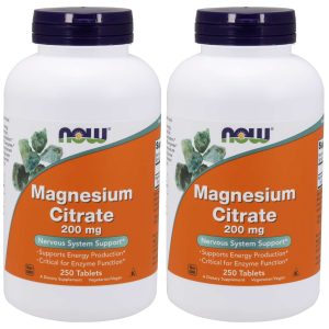 NOW Magnesium Citrate 200mg - 2x 250tabsZysk od 90zł do 100zł