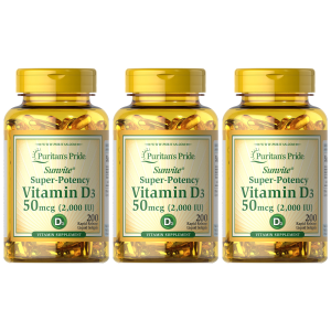 Puritan's Pride Vitamin D3 50µg (2000 IU) - 3x 200softgels.Zysk od 40zł do 50zł