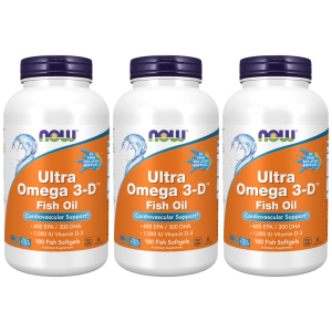 NOW Ultra Omega 3-D Fish Oil - 3x 180softgelsZysk powyżej 140zł