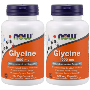 NOW Glycine 1000mg - 2x 100vcaps.Zysk od 20zł do 30zł