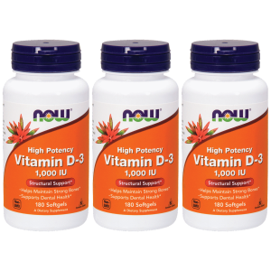 NOW Vitamin D3 1000IU - 3x 180 softgelsZysk od 20zł do 30zł