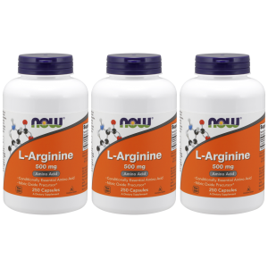 NOW L-Arginine 500mg - 3x 250vcapsZysk od 90zł do 100zł