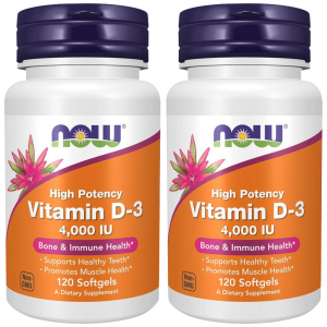 NOW Vitamin D3 4000IU - 2x 120softgelsZysk od 20zł do 30zł