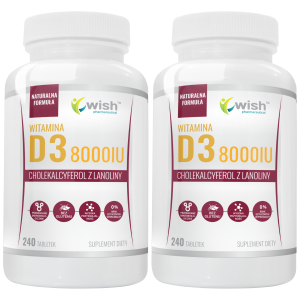 WISH Pharmaceutical - Vitamin D3 8000IU - 2x 240tabs.Zysk od 10zł do 20zł