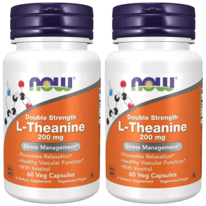 NOW L-Theanine 200mg - 2x 60cvaps.Zysk od 40zł do 50zł