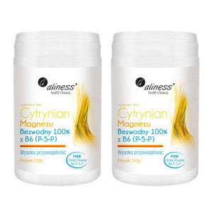 ALINESS - Cytrynian Magnezu Bezwodny 100% z B6 - 2x 250gWitaminy i minerały