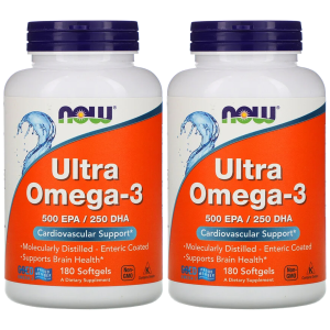 NOW Ultra Omega 3 - 500 EPA / 250 DHA - 2x 180softgelsZysk od 90zł do 100zł