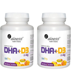 ALINESS - Omega DHA 300mg z Alg + D3 2000IU - 2x 60caps.