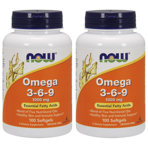 NOW Omega-3-6-9 1000mg - 2x 100softgelsZysk od 30zł do 40zł