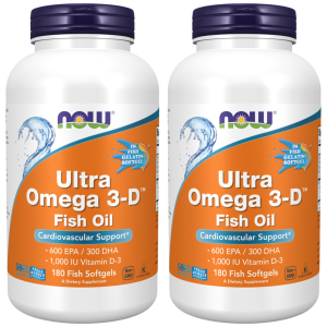 NOW Ultra Omega 3-D Fish Oil - 2x 180softgelsZysk od 100zł do 120zł