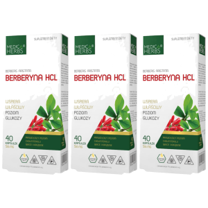 MEDICA HERBS - Berberyna HCL 500mg - 3x 40caps.Zysk od 30zł do 40zł