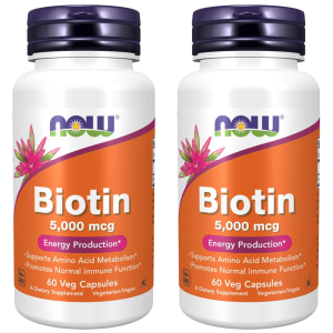 NOW Biotin 5000mcg - 2x 60vcapsZysk od 10zł do 20zł