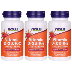 NOW Vitamin D3 & K2 1000IU - 3x 120vegcapsZysk od 40zł do 50zł