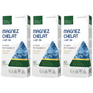 MEDICA HERBS - Magnez Chelat + Wit. B6 - 3x 60caps.Zysk od 20zł do 30zł