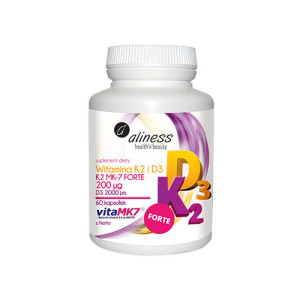 ALINESS - Witamina K2MK7 FORTE 200mcg + D3 50mcg - 60caps.Zysk od 10zł do 20zł
