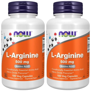 NOW L-Arginine 500mg - 2x 100 veg capsulesZysk od 20zł do 30zł
