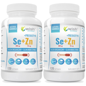 WISH Pharmaceutical Selen + Cynk + Prebiotyk - 2x 120capsZysk od 20zł do 30zł