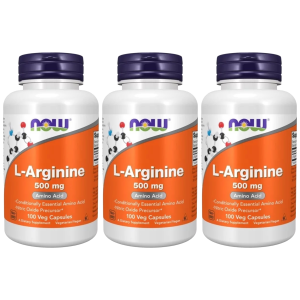 NOW L-Arginine 500mg - 3x 100 veg capsulesZysk od 30zł do 40zł