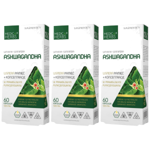 MEDICA HERBS - Ashwagandha 500mg - 3x 60caps.Zysk od 20zł do 30zł