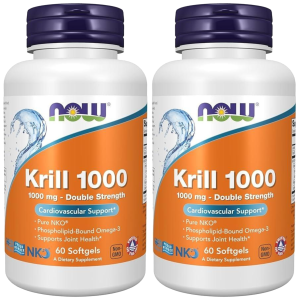NOW - Krill Oil 1000mg - 2x 60softgelsZysk od 90zł do 100zł