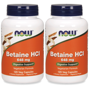 NOW Betaine HCI 648mg - 2x 120vcaps ( Betaina HCL )Zysk od 40zł do 50zł