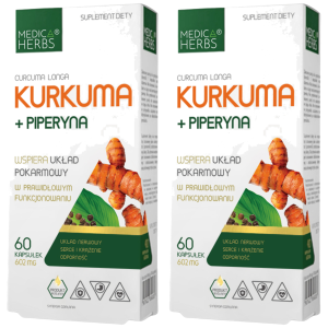 MEDICA HERBS - Kurkuma + Piperyna 602mg - 2x 60caps.Zysk od 5zł do 10zł