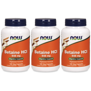 NOW Betaine HCI 648mg - 3x 120vcaps ( Betaina HCL )Zysk od 70zł do 80zł