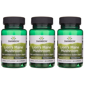 SWANSON Lion's Mane Mushroom 500mg - 60caps. - 3x Soplówka jeżowataZysk od 20zł do 30zł
