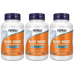 NOW - Krill Oil 1000mg - 3x 60softgelsZysk od 120zł do 140zł