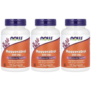 NOW Natural Resveratrol 200mg - 3x 120vegcapsZysk od 120zł do 140zł