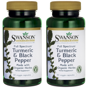 SWANSON Turmeric Black Pepper (Kurkuma z Piperyną) - 2x 60vcaps.Zysk od 10zł do 20zł