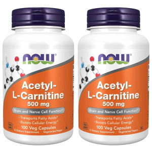 NOW Acetyl L-Carnitine 500mg - 2x 100vcaps.Zysk od 40zł do 50zł