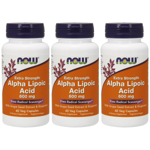 NOW Alpha Lipoic Acid 600mg - 3x 60vegcaps.Zysk od 70zł do 80zł