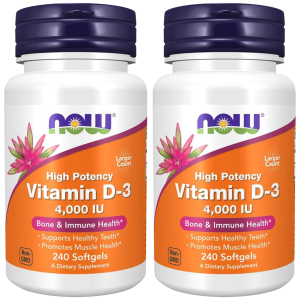 NOW Vitamin D3 4000IU - 2x 240softgelsZysk od 30zł do 40zł