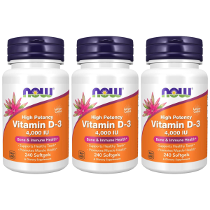 NOW Vitamin D3 4000IU - 3x 240softgelsZysk od 50zł do 60zł