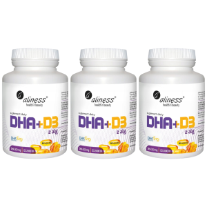 ALINESS - Omega DHA 300mg z Alg + D3 2000IU - 3x 60caps.
