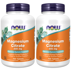 NOW Magnesium Citrate 200mg - 2x 100tabsZysk od 30zł do 40zł