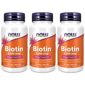 NOW Biotin 5000mcg - 3x 60vcapsZysk od 20zł do 30zł