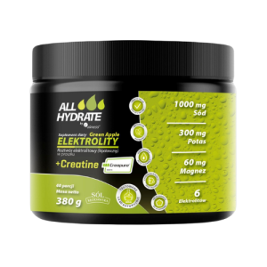 ALINESS - All Hydrate Elektolity+Creatine Creapure - 2x 380g - Green Apple