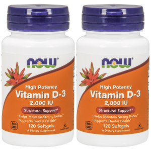 NOW Vitamin D3 2000IU - 2x 120softgelsZysk od 10zł do 20zł