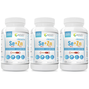 WISH Pharmaceutical Selen + Cynk + Prebiotyk - 3x 120capsZysk od 30zł do 40zł