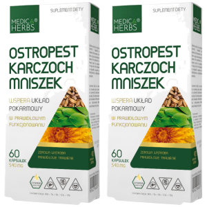 MEDICA HERBS - Ostropest Karczoch Mniszek - 2x 60caps.Zysk od 10zł do 20zł