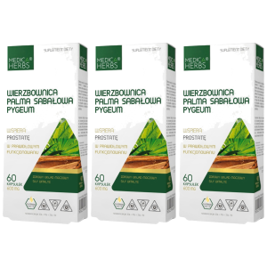 MEDICA HERBS - Wierzbownica Palma Sabałowa Pygeum - 3x 60caps.Zysk od 30zł do 40zł