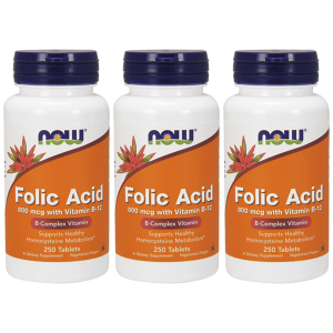NOW Folic Acid 800mcg - 3x 250tabs.Zysk od 20zł do 30zł