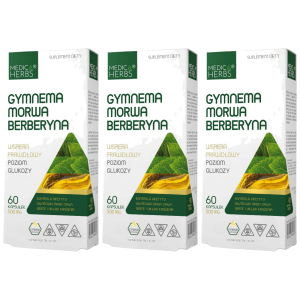 MEDICA HERBS - Gymnema Morwa Berberyna - 3x 60caps.Zysk od 20zł do 30zł