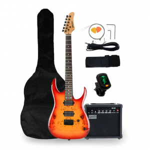 Gitara elektryczna superstrat - kompletny zestaw -Golden Guitar PSG-3 wiśnia+ tuner gratis